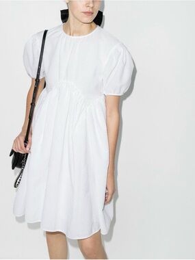 Cecilie Bahnsen White Puff-Sleeve Mini Dress